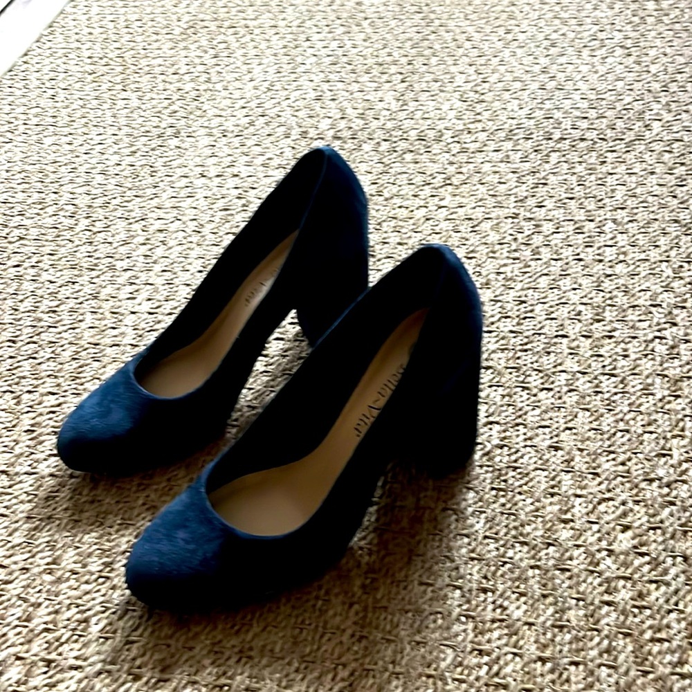 Navy Blue block heels.